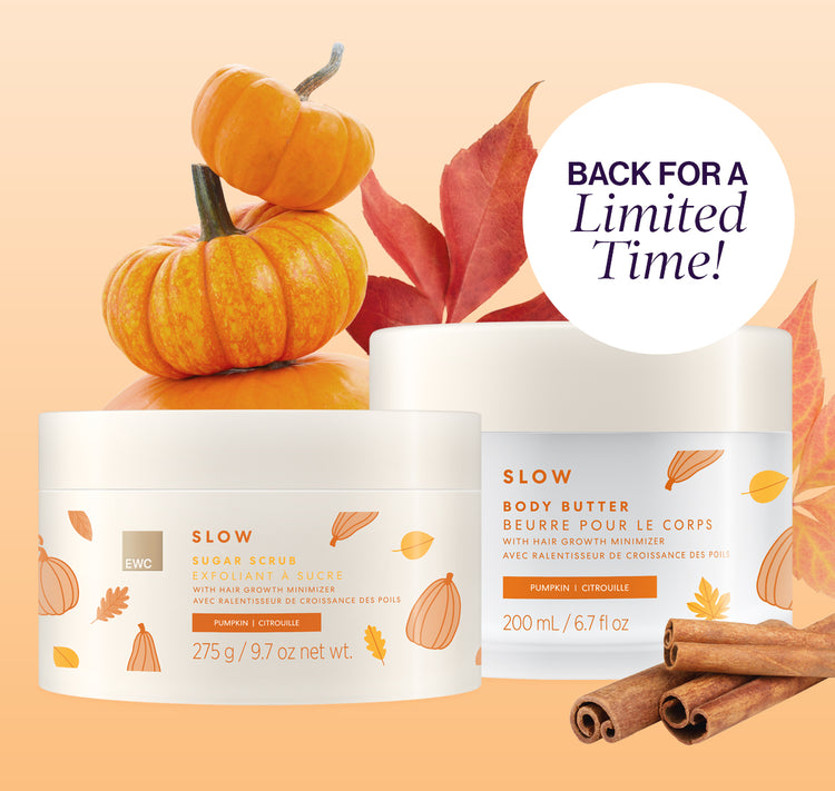 Pumpkin Body Butter & Sugar Scrub tubs, back for a limited time.