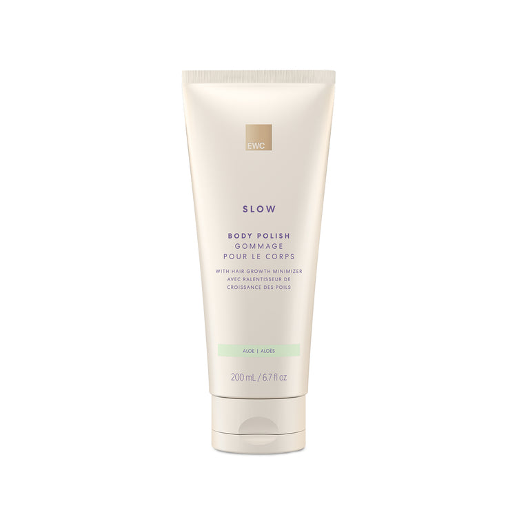 European Wax Center cream Aloe Body Polish tube on white background