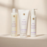 EWC Slow Fragrance Free Collection, depicting Body Wash, Body Polish and Body Lotion