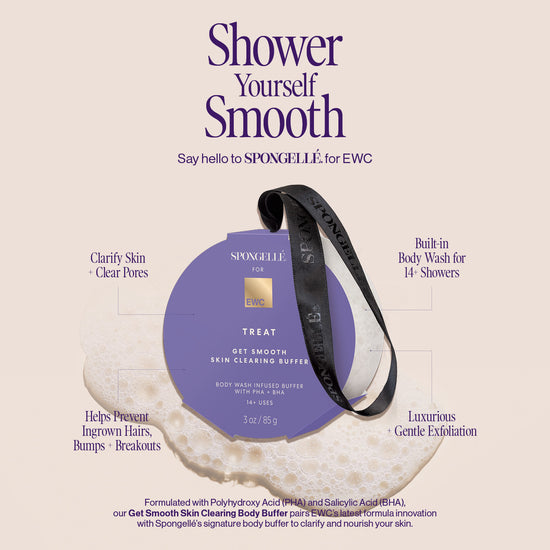 Spongellé for EWC clarifies and clears pores, has body wash lasting 14+ showers, helps prevent ingrowns and exfoliates.