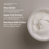 Shea butter relieves dry skin and improves moisture retention. Apple fruit extract is a rich antioxidant known for its skin soothing properties. Narcissus bulb extract helps visibly reduce hair thickness between waxes. 