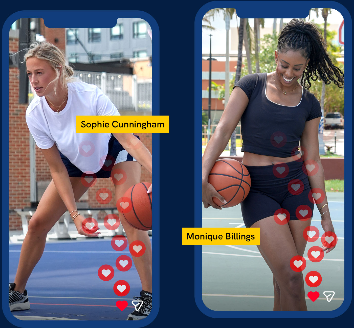 Pro basketball players Sophie Cunningham and Monique Billings 