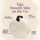 Take smooth skin on the go. The Spongellé for EWC Aloe Body Buffer features our best-selling aloe fragrance and built-in body wash with luxurious and gentle exfoliation for 14+ showers. Helps visibly reduce hair thickness between waxes. 