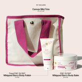 EWC SLOW skincare kit with canvas mini tote, body polish, and body balm 