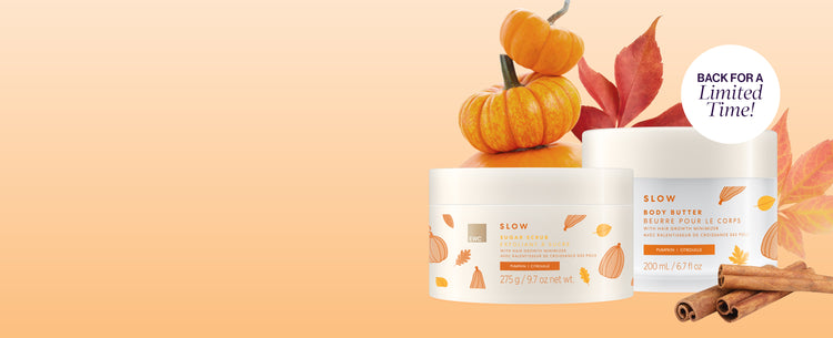Pumpkin Body Butter & Sugar Scrub tubs, back for a limited time.