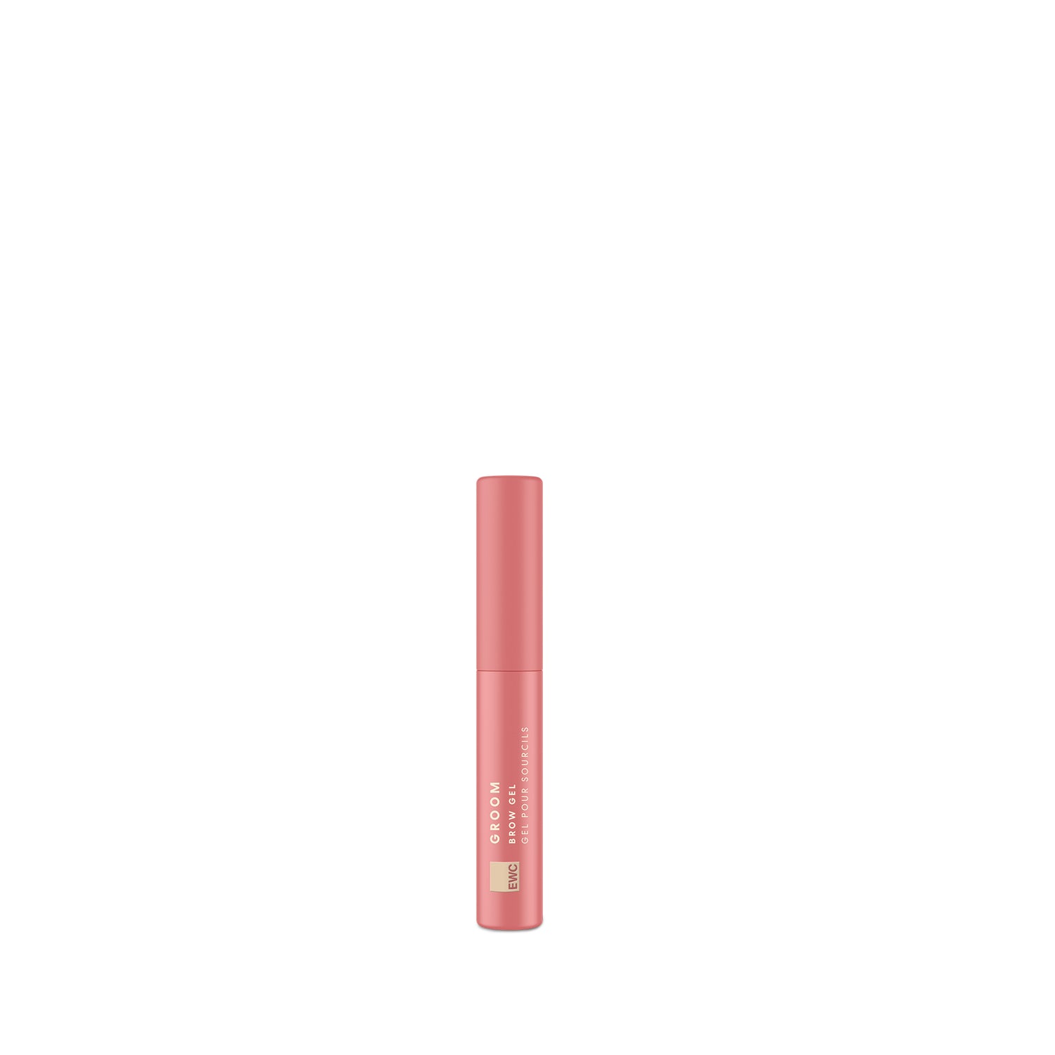 European Wax Center pink tube of Groom Brow Gel on white background